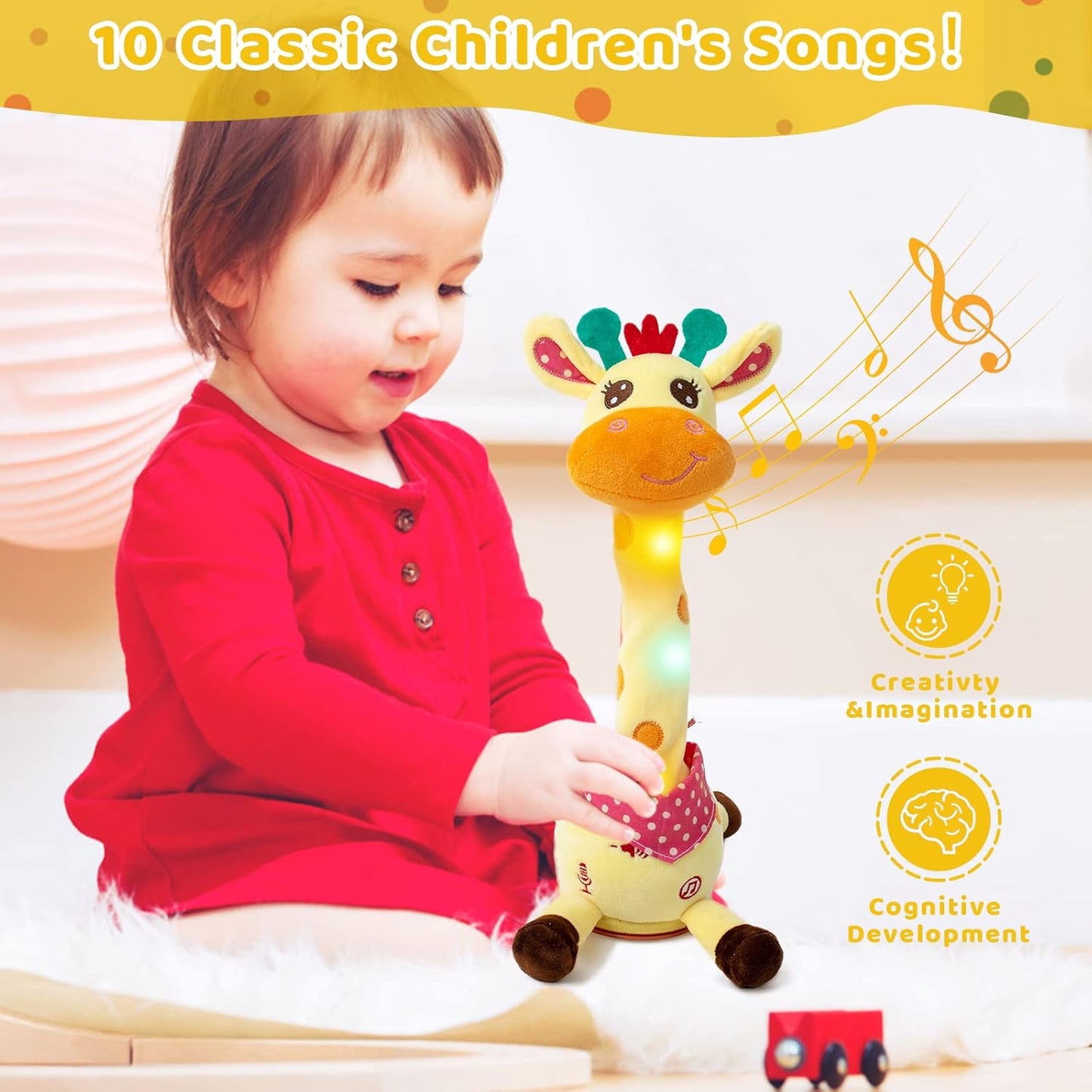 🎉 The Bestselling Musical Giraffe Teether – Musical Dancing Giraffe Stuffed Animal - Interactive Baby Toy that Repeats & Sings 🦒🎵🗣️