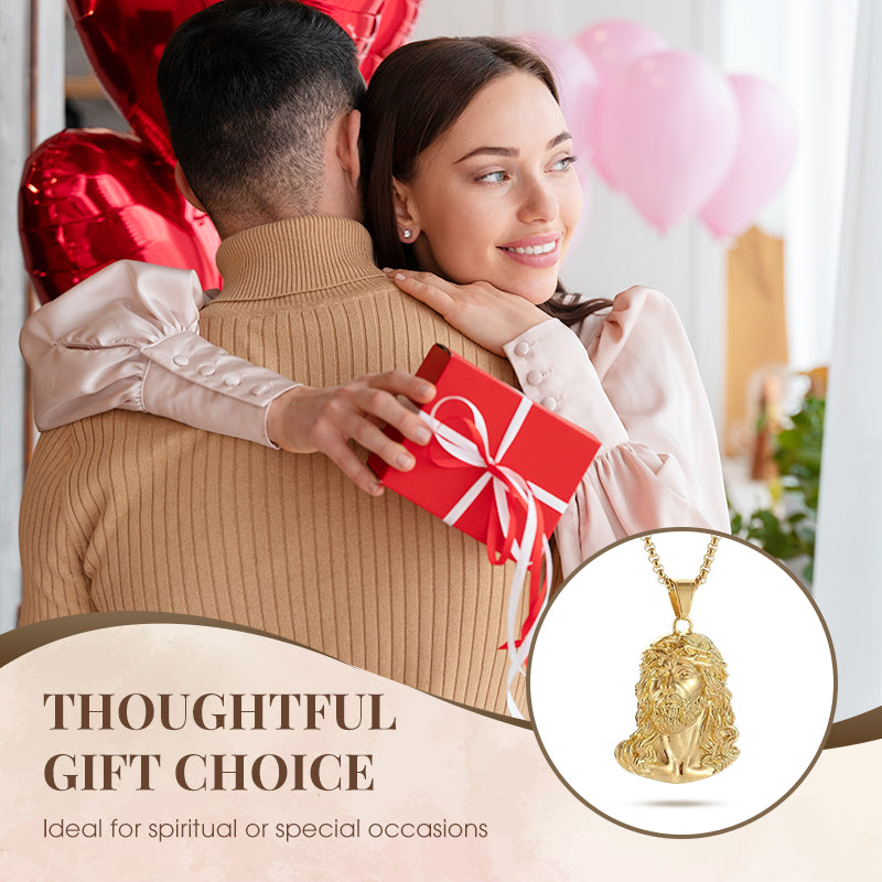 ✝️Jesushalsband med Hänge: Förgyllt eller Silver i Sinklegering för Män och Kvinnor - Religiöst smycke med törnekrona