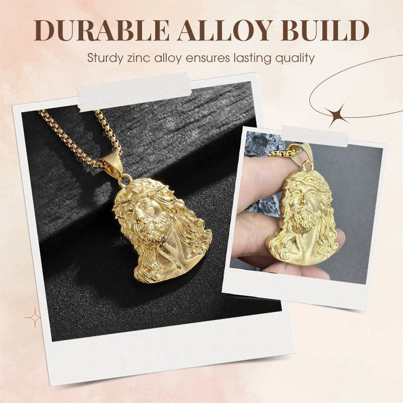 ✝️Jesushalsband med Hänge: Förgyllt eller Silver i Sinklegering för Män och Kvinnor - Religiöst smycke med törnekrona