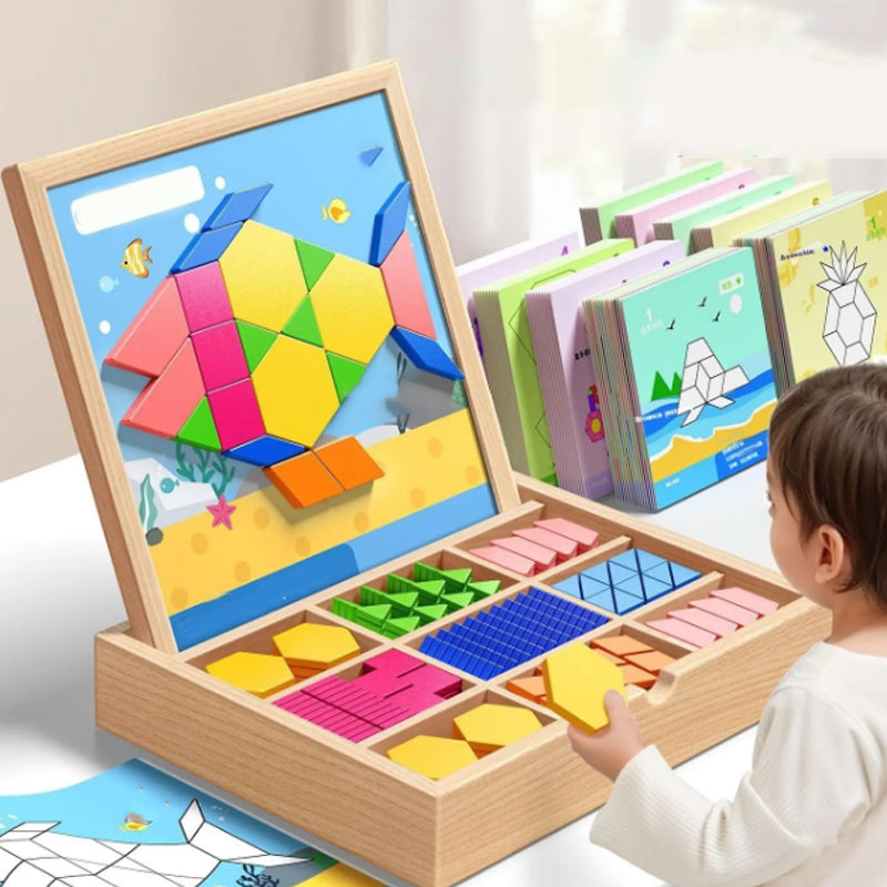 🎁Early Christmas sale 50% OFF🔥Magnetic wooden puzzle with pattern blocks🧩