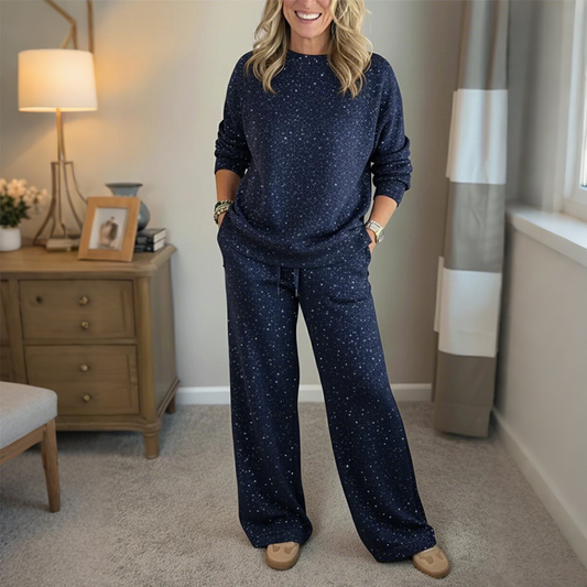 Women's glitter two-piece set: sweater & pants