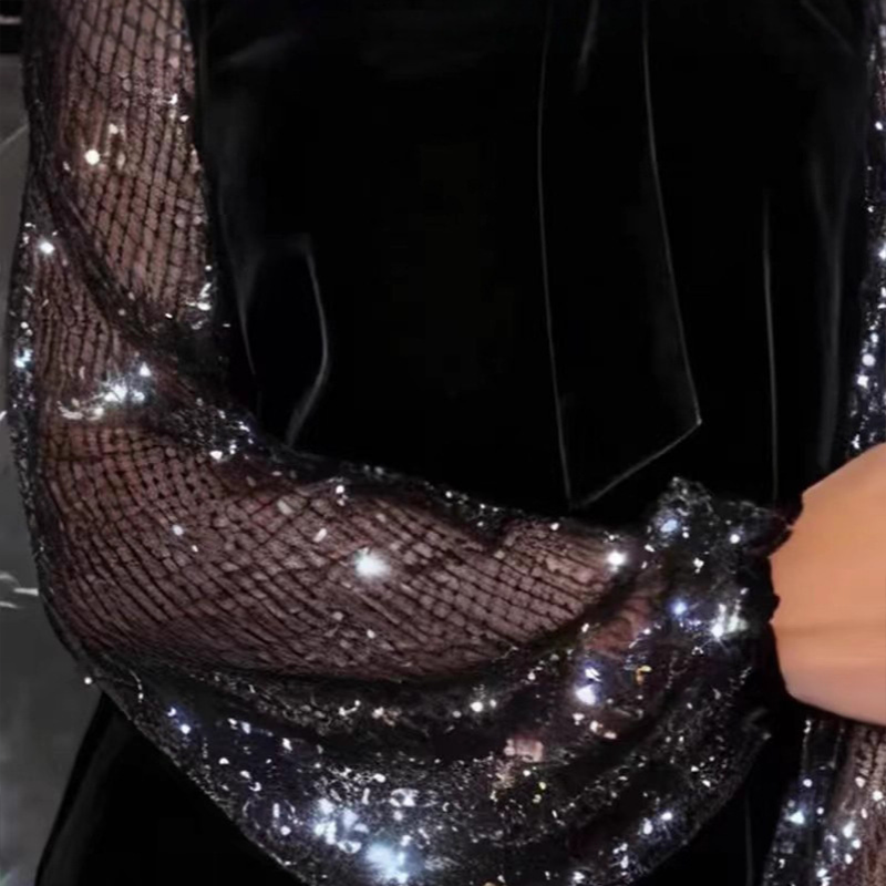 ⏳ Limited-Time Special⏰Women‘s Sequin Sleeve Bow Neck Dress – A-Line Party & Evening Gown✨👗